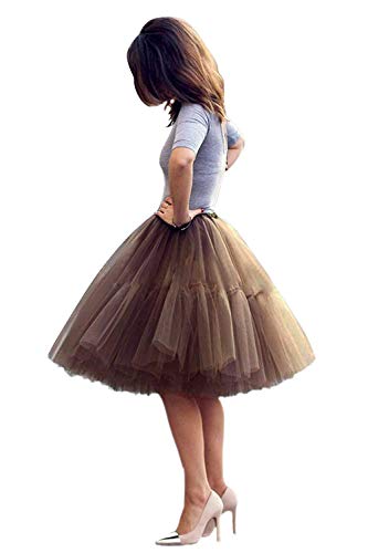 BABYONLINE D.R.E.S.S. Tüllrock Damen Tutu Skirt 5 Lage Petticoat Ballettrock Unterrock Pettiskirt Braun von BABYONLINE D.R.E.S.S.