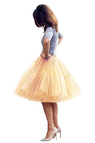 BABYONLINE D.R.E.S.S. Tüllrock Damen Tutu Skirt 5 Lage Petticoat Ballettrock Unterrock Pettiskirt Champagner von BABYONLINE D.R.E.S.S.