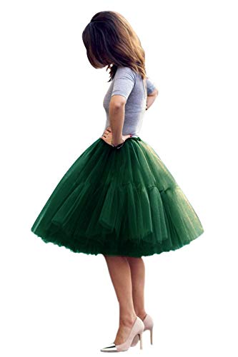 Tüllrock Damen Tutu Skirt 5 Lage Petticoat Ballettrock Unterrock Pettiskirt Dunkel Grün von BABYONLINE D.R.E.S.S.