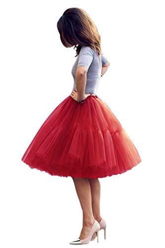 BABYONLINE D.R.E.S.S. Tüllrock Damen Tutu Skirt 5 Lage Petticoat Ballettrock Unterrock Pettiskirt Rot von BABYONLINE D.R.E.S.S.