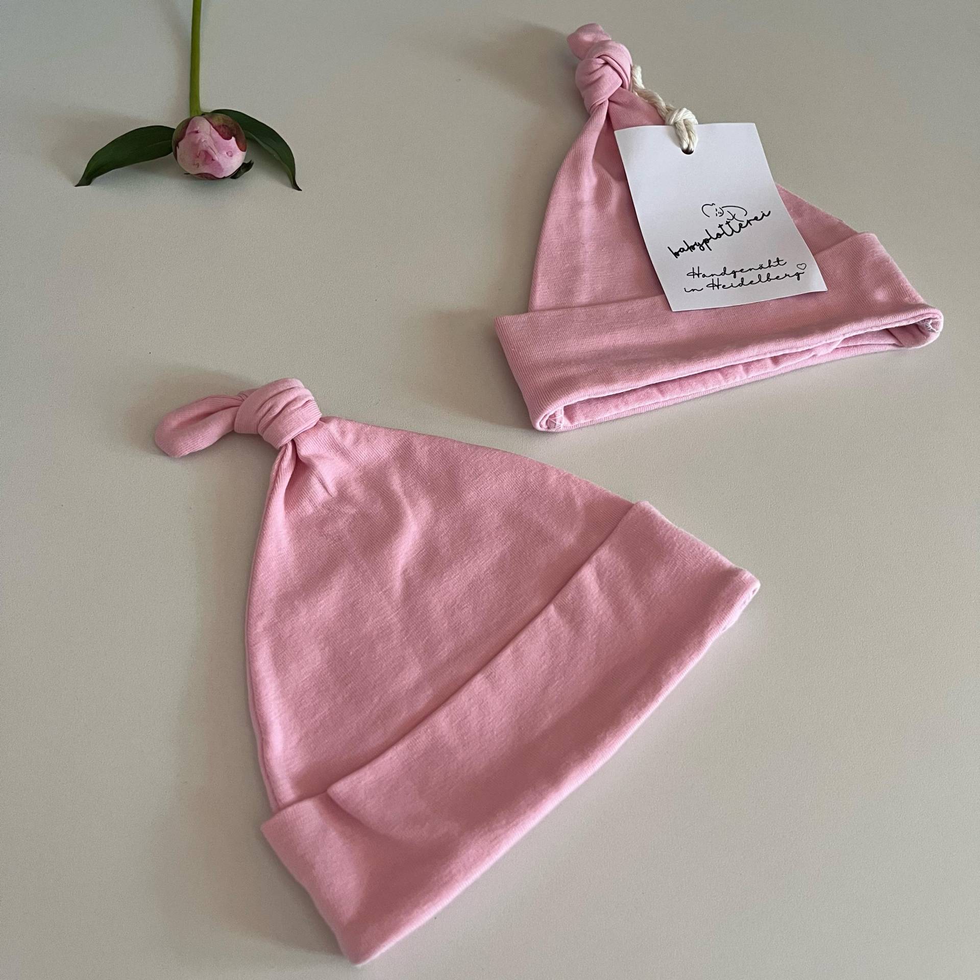 Geschenk Zur Geburt Babymütze Rosa/ Knotenmütze Baby Rosa Mützchen Taufe Babymädchen Geschenk/ Knoten Mütze Mädchen von Babyplotterei