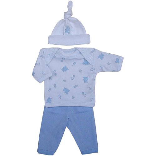 BabyPrem Frühchen Hosen Langärmeliges Oberteil und Hut Frühgeborene Baby Kleidung BLAU 44-50cm von BabyPrem