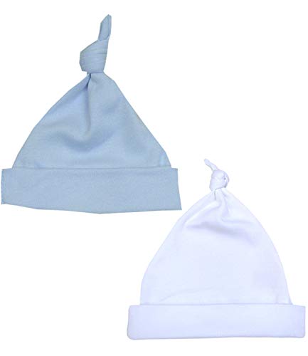 BabyPrem Baby Frühchen Kleidung Packung mit 2 Mützen aus Baumwolle Jungen 38-44cm Blau Weiß P2 von BabyPrem