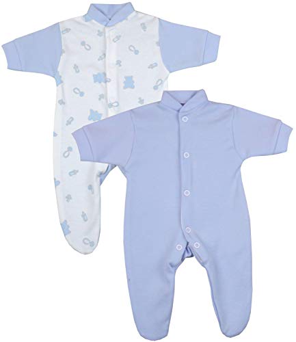 BabyPrem Frühchen Baby 2 Schlafanzüge Strampler Frühgeborene Kleidung Jungen Blauer Teddy 26-32cm von BabyPrem