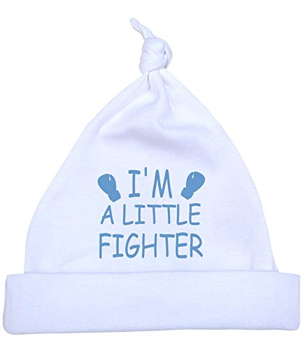 BabyPrem Frühchen Baby Hut Mütze Jungen Mädchen 'I'm a Little Fighter' 44-50cm BLAU P3 von BabyPrem