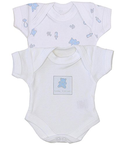 BabyPrem Frühchen Baby Kleidung 2 Bodies Body Jungen 32-38cm Blauer Teddy PREM 1 von BabyPrem