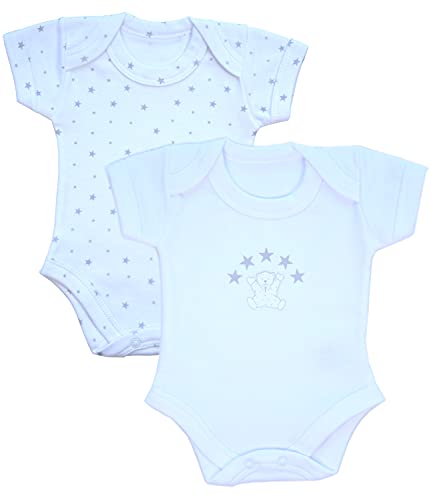 BabyPrem Frühchen Baby Kleidung 2 Bodies Body Unisex 38-44cm UNISEX WEISS MOND UND STERNE PREM 2 von BabyPrem