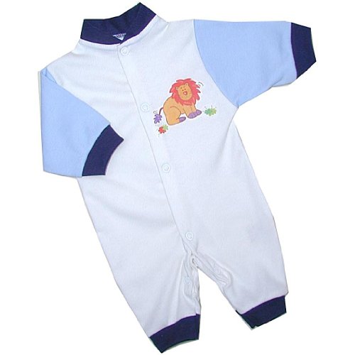 BabyPrem Frühchen Baby Overalls Spielanzug Strampler Jungen Kleidung Löwe 32-50cm BLAU P2 von BabyPrem