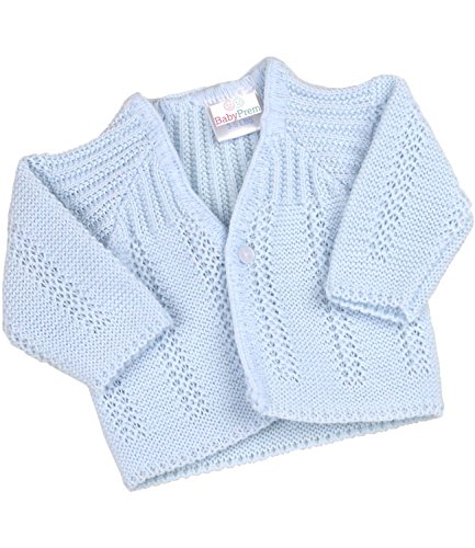 BabyPrem Frühchen Babykleidung StrickJäckchen Pullover Weich Gestrickt 44-50cm BLAU von BabyPrem