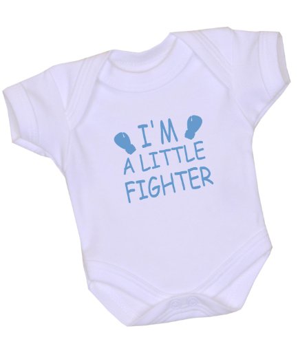 BabyPrem Frühchen Body Jungen Strampler Baby Kleidung 38-44cm I'm a Little Fighter BLAU P2 von BabyPrem