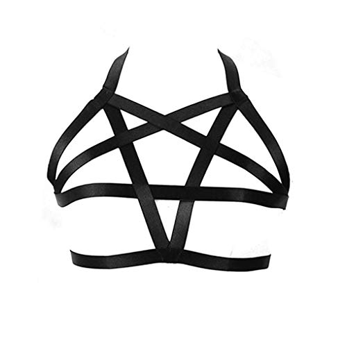 Babysbreath Womens Goth Pentagram Harness Strappy Körper Caged BH Halloween Kostüm von Babysbreath