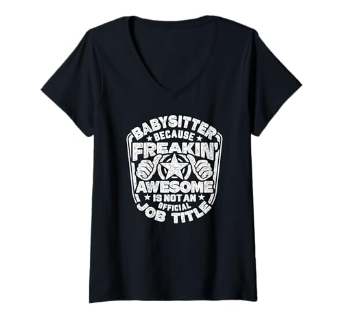 Damen Funny Babysitter Jobtitel für Awesome Babysitter T-Shirt mit V-Ausschnitt von Babysitter Gear Company