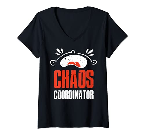 Damen Chaos Coordinator Babysitter T-Shirt mit V-Ausschnitt Damen Chaos Coordinator Babysitter T-Shirt mit V-Ausschnitt von Babysitter Kleidung