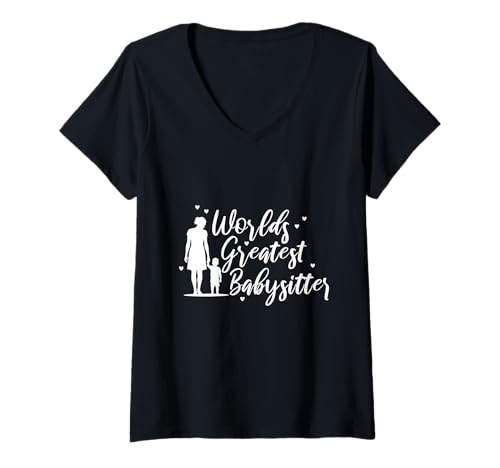 Damen Der Weltbeste Babysitter T-Shirt mit V-Ausschnitt von Babysitter child care nanny daycare provider
