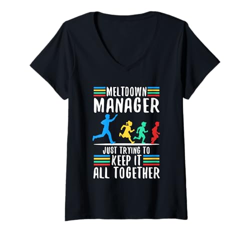 Damen Meltdown-Manager T-Shirt mit V-Ausschnitt von Babysitter child care nanny daycare provider