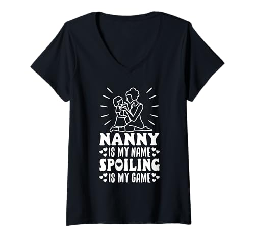 Damen Nanny ist Mein Name Verderben ist Mein Spiel T-Shirt mit V-Ausschnitt von Babysitter child care nanny daycare provider