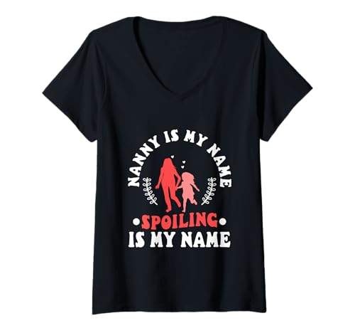 Damen Nanny ist Mein Name Verderben ist Mein Spiel T-Shirt mit V-Ausschnitt von Babysitter child care nanny daycare provider