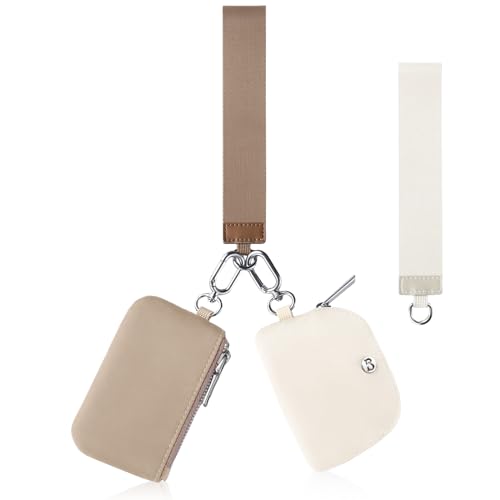 Babysun 2-in-1 abnehmbare Münzgeldbörse für Damen, Doppeltasche, Handgelenk, Schlüsselanhänger, Geldbörsen, doppeltes Handgelenk-Design (Khaki + Braun), Khaki, modisch von Babysun