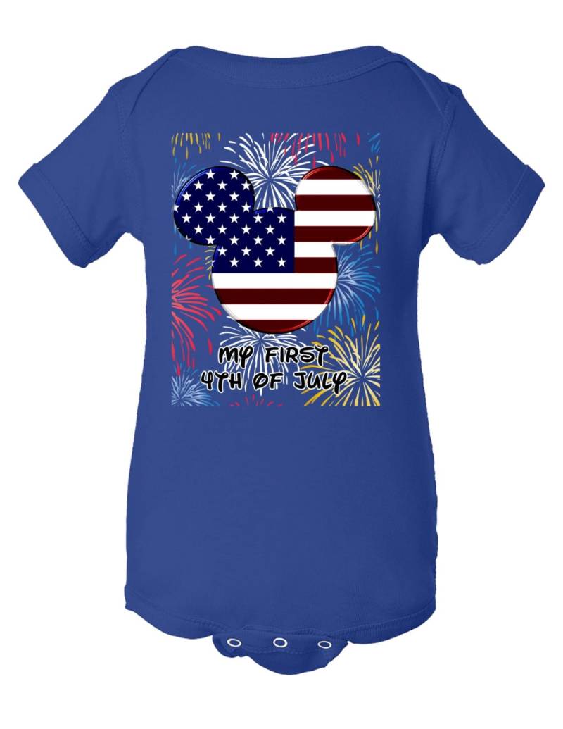 Meine Erste Fourth Of July Feuerwerk Mickey Mouse Baby Onesie Große 4. Juli Body von Babyteezandmore