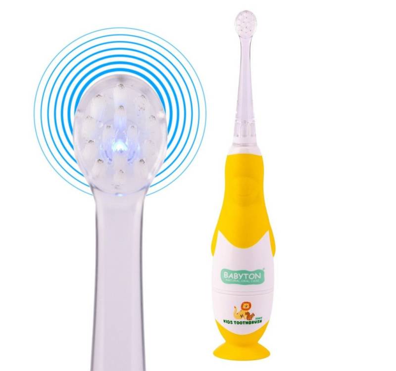 Babyton Lernzahnbürste Sonic Baby Zahnbürste mit LED & Ersatzkopf, extraweich, BPA-frei (0–3 von Babyton