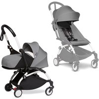 BABYZEN Kinderwagen YOYO2 0+ White mit Neugeborenenaufsatz inkl. Textilset Grey von Babyzen