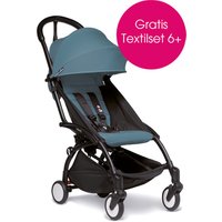 BABYZEN Kinderwagen YOYO2 6+ Black mit Textilset Aqua von Babyzen