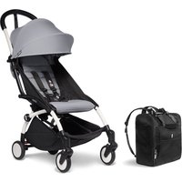 BABYZEN Kinderwagen YOYO2 6+ White mit Textilset Stone und GRATIS Backpack YOYO Black von Babyzen