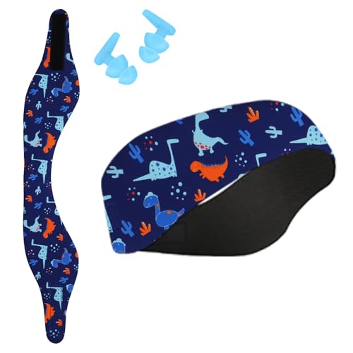 Schwimmen Stirnband Kinder,Neopren Schwimmband,Kopfband Haarband mit Hohe Elastizität und Klettverschluss Ohrenschutz Band Ohren Schutz Wasserdichtes Kopfband für Kinder (Versteckt blau-2, L) von BacJueSin