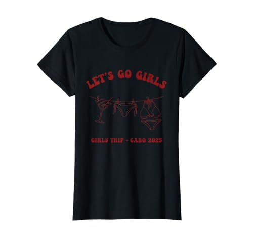 Let's Go Mädchen Bachelorette Design Retro Red Line Art Bikini T-Shirt von Bach Club Co