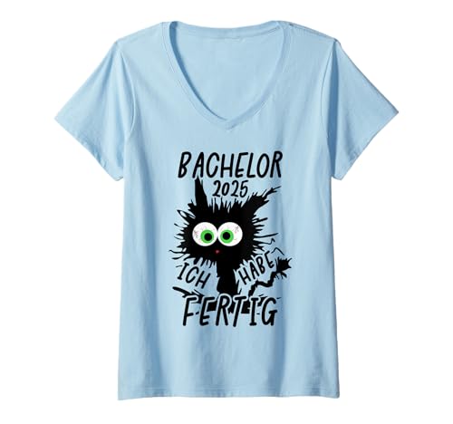 Damen Bachelor 2025 Ich Habe Fertig Bachelor Bestanden Abschluss T-Shirt mit V-Ausschnitt von Bachelor 2025 Bachelor Abschluss Geschenk