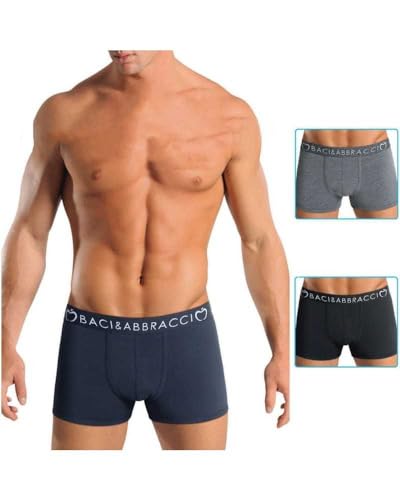 Baci & Abbracci Herren-Boxershorts aus elastischer Baumwolle, 3 Stück, XL, sortiert, sortiert, XL von Baci & Abbracci