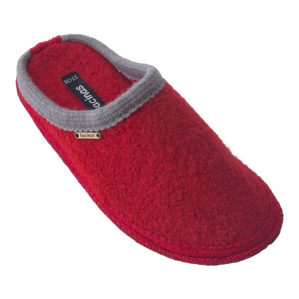 Bacinas Hausschuh Pantoffeln mit Farbakzent an der Öffnung 100% Wolle von Bacinas