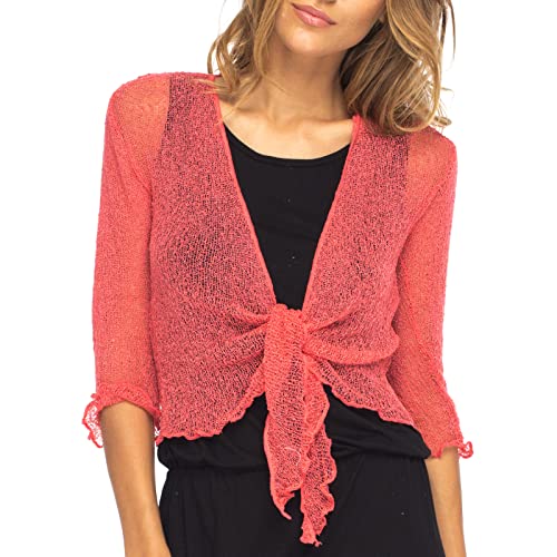 Back From Bali Damen-Strickjacke, durchsichtig, leichter Strick - Pink - Einheitsgröße von Back From Bali