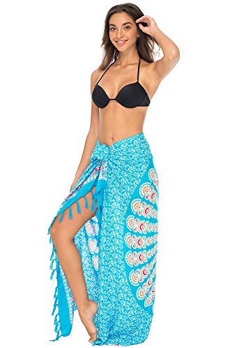 Back From Bali Unbekannt Damen Sarong Strand Badeanzug Bikini Cover Up Wrap Peacock & Clip - - Einheitsgröße von Back From Bali