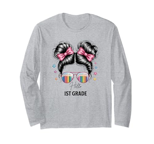 Schulanfang Kokette Bogen Lehrer Erste Klasse Mädchen Langarmshirt Schulanfang Kokette Bogen Lehrer Erste Klasse Mädchen Langarmshirt von Back To School 1sst Grade Teachers Girls Students