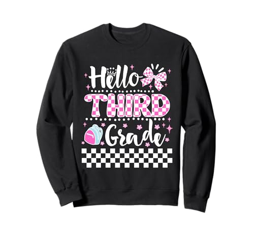 Hello Third Grade Coquette First Day of School Teacher Girls Sweatshirt von Back To School 3rd Grade First Day Tee