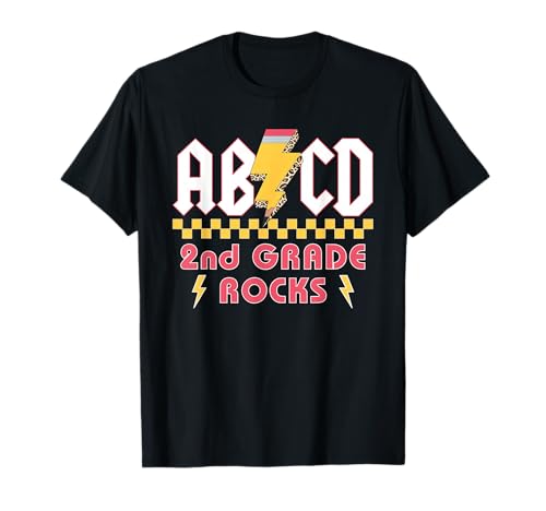ABCD 2nd Grade Rocks Back to School Kinder Jungen Mädchen T-Shirt von Back To School ABCD Thunder Leopard Pencil Gifts