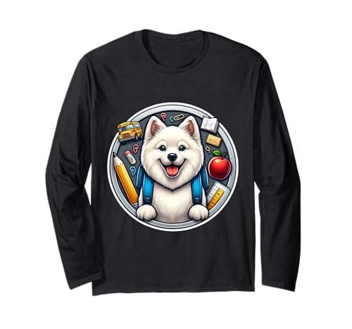 Zurück zur Schule, amerikanischer Eskimo-Hund, für Jungen, Mädchen, Besitzer, Schüler Langarmshirt Zurück zur Schule, amerikanischer Eskimo-Hund, für Jungen, Mädchen, Besitzer, Schüler Langarmshirt von Back To School American Eskimo Dog Products