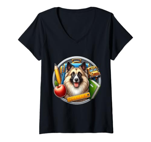 Damen Zurück zur Schule Belgischer Schäferhund Jungen Mädchen Schüler Kinder T-Shirt mit V-Ausschnitt Damen Zurück zur Schule Belgischer Schäferhund Jungen Mädchen Schüler Kinder T-Shirt mit V-Ausschnitt von Back To School Belgian Sheepdog Dog Products
