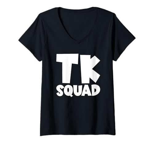 Damen TK Squad Back to School Übergangs-Kindergarten TK Squad T-Shirt mit V-Ausschnitt von Back To School Boys & Girls Co.