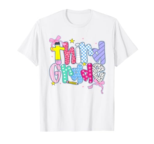 Kokettenbleistift für die dritte Klasse, Schulanfang, für Lehrerin, Kinder, Mädchen T-Shirt von Back To School Coquette Pencil First Day Of School