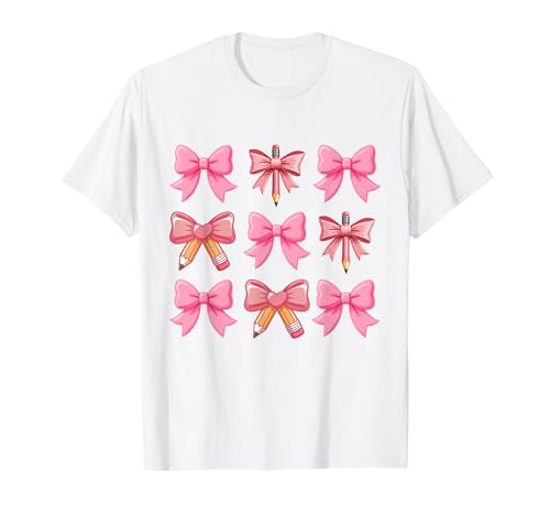 Coquette Bow Pencil Back to School, Lehrerin, Schüler, Mädchen T-Shirt Coquette Bow Pencil Back to School, Lehrerin, Schüler, Mädchen T-Shirt von Back To School Coquette Pink Bow Girls