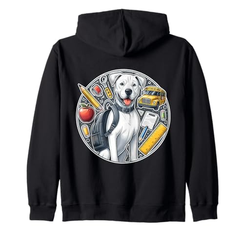 Zurück zur Schule, Dogo Argentino, Hund, Junge, Mädchen, Besitzer, Schüler Kapuzenjacke von Back To School Dogo Argentino Dog Products