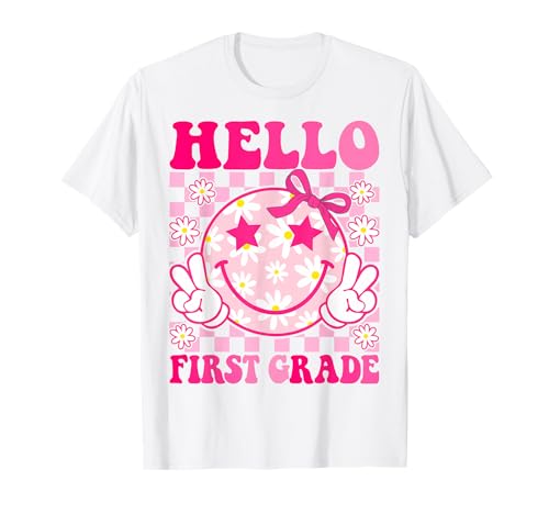 Hallo, Coquette Bow, Mädchen der ersten Klasse, zurück zur Schule T-Shirt Hallo, Coquette Bow, Mädchen der ersten Klasse, zurück zur Schule T-Shirt von Back To School First Day Of 1st Grade