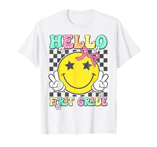 Hallo, Coquette Bow, Mädchen der ersten Klasse, zurück zur Schule T-Shirt Hallo, Coquette Bow, Mädchen der ersten Klasse, zurück zur Schule T-Shirt von Back To School First Day Of 1st Grade