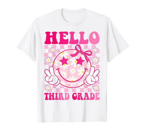 Hallo, Coquette Bow, Mädchen aus der dritten Klasse, zurück zur Schule T-Shirt von Back To School First Day Of School 3rd Grade