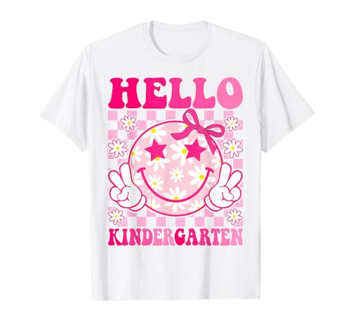 Retro Hello Kindergarten Kokette Schleife Back to School Girl T-Shirt Retro Hello Kindergarten Kokette Schleife Back to School Girl T-Shirt von Back To School First Day Of School Kindergarten