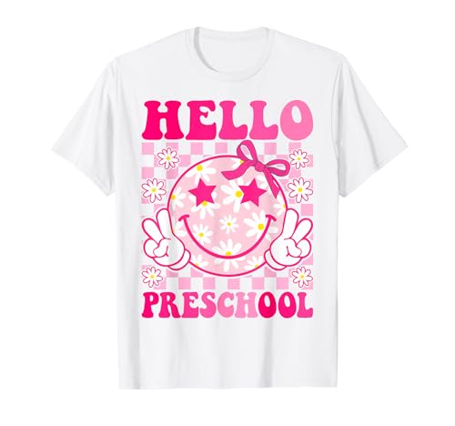 Hallo Preschool Coquette Bow Zurück zur Schule Pre-K-Mädchen T-Shirt Hallo Preschool Coquette Bow Zurück zur Schule Pre-K-Mädchen T-Shirt von Back To School First Day Of School Pre-K