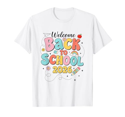 Retro Groovy Welcome Back to School 2026 Lehrer Jungen Mädchen T-Shirt Retro Groovy Welcome Back to School 2026 Lehrer Jungen Mädchen T-Shirt von Back To School First Day Of School Teacher Kid Tee