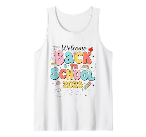 Retro Groovy Welcome Back to School 2026 Lehrer Jungen Mädchen Tank Top Retro Groovy Welcome Back to School 2026 Lehrer Jungen Mädchen Tank Top von Back To School First Day Of School Teacher Kid Tee